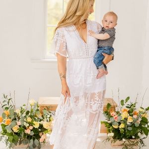 White lace romper Maxi dress size medium